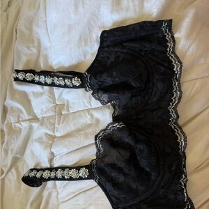 Victorias Secret Black Lace Embellished Bra - Women Intimates